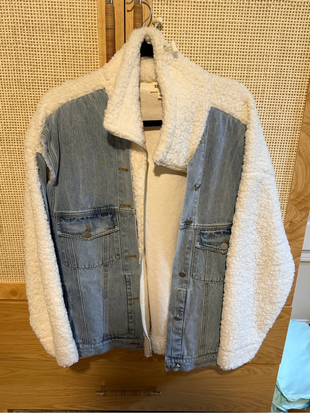 BiBi White Sherpa & Light Blue Denim Jean Jacket